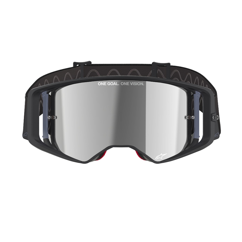 Alpinestars Supertech Corp Occhiali da motocross neri e grigi con lenti argento