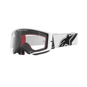 Occhiali da motocross Alpinestars Supertech Corp bianchi con lente trasparente