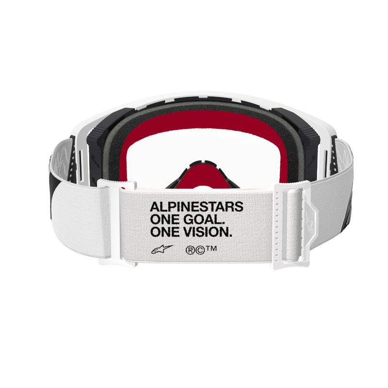 Occhiali da motocross Alpinestars Supertech Corp bianchi con lente trasparente Saldi