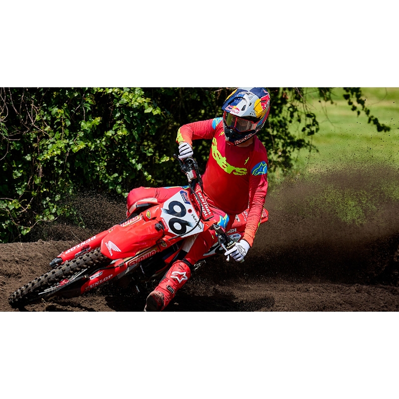 Occhiali da motocross Alpinestars Supertech Corp bianchi con lente trasparente Saldi