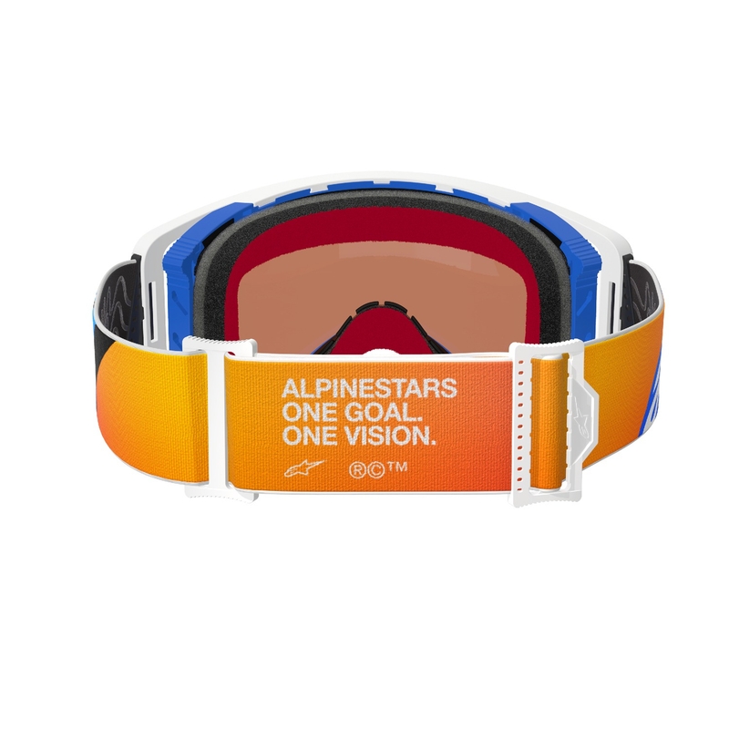 Occhiali da motocross Alpinestars Supertech Corp blu-arancio con lenti blu specchiate