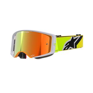 Occhiali da motocross Alpinestars Supertech Corp giallo fluo-grigio con lente rossa specchiata