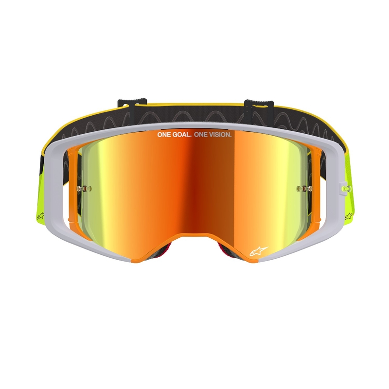 Occhiali da motocross Alpinestars Supertech Corp giallo fluo-grigio con lente rossa specchiata