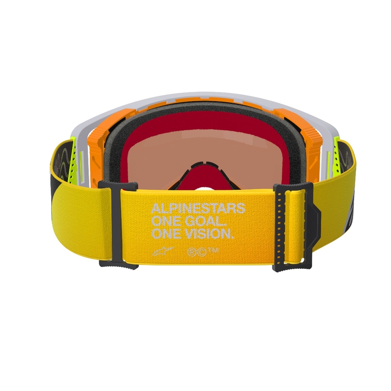 Occhiali da motocross Alpinestars Supertech Corp giallo fluo-grigio con lente rossa specchiata