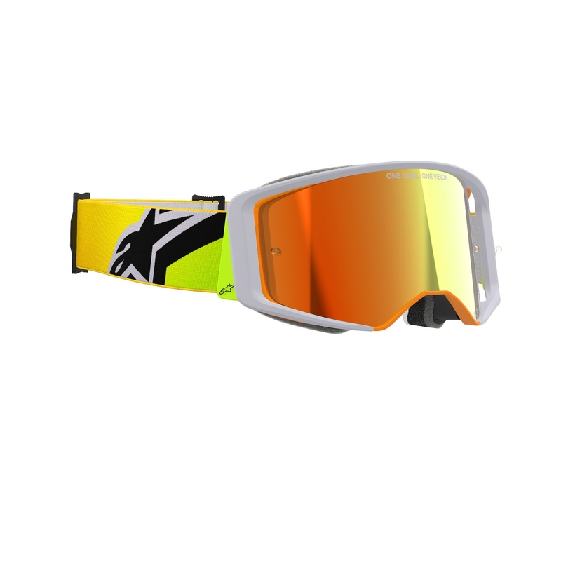 Occhiali da motocross Alpinestars Supertech Corp giallo fluo-grigio con lente rossa specchiata