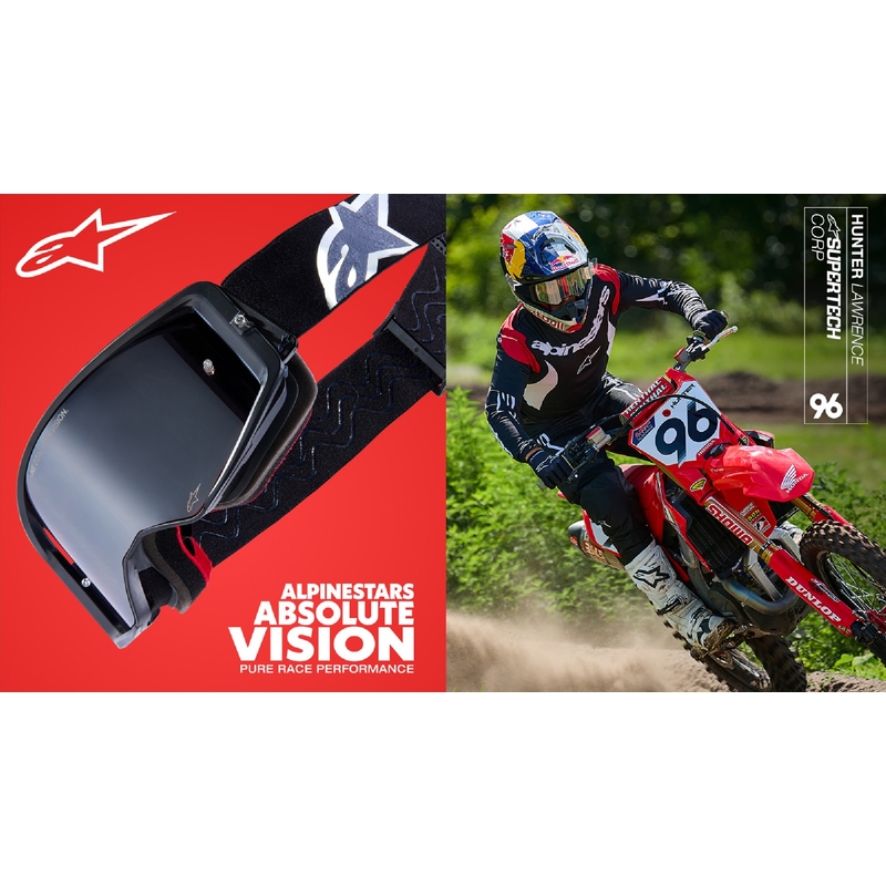 Occhiali da motocross Alpinestars Supertech Corp giallo-rosa con lente rossa specchiata