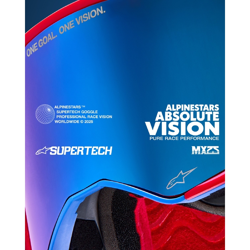 Occhiali da motocross Alpinestars Supertech Corp giallo-rosa con lente rossa specchiata
