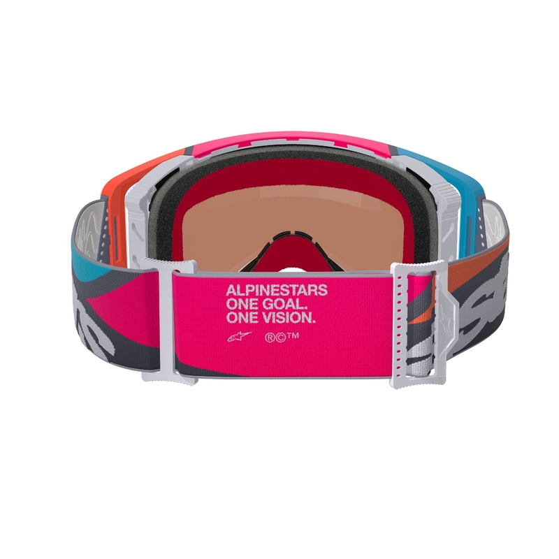 Occhiali da motocross Alpinestars Supertech Stream grigio-multicolore con lenti argentate a specchio