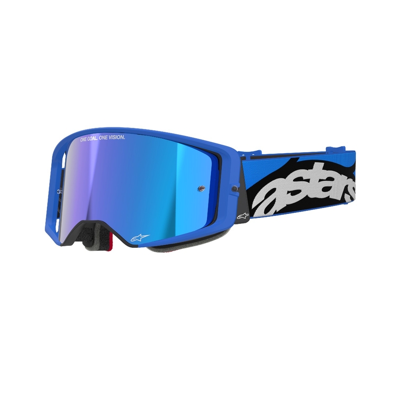Occhiali da motocross Alpinestars Supertech Stream blu con lente blu specchiata
