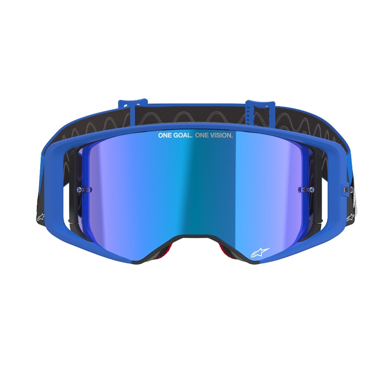 Occhiali da motocross Alpinestars Supertech Stream blu con lente blu specchiata