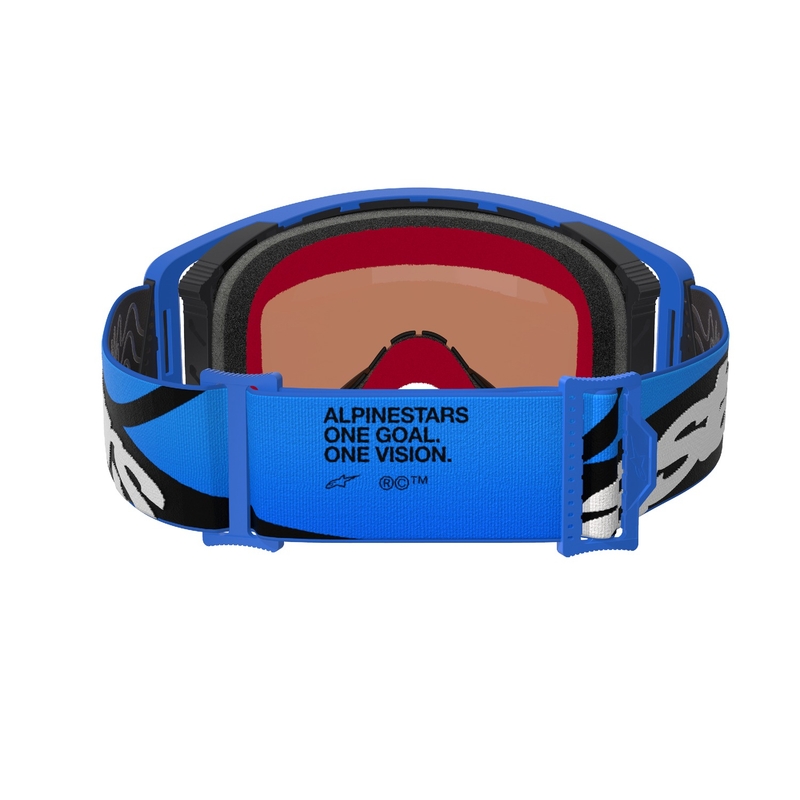 Occhiali da motocross Alpinestars Supertech Stream blu con lente blu specchiata