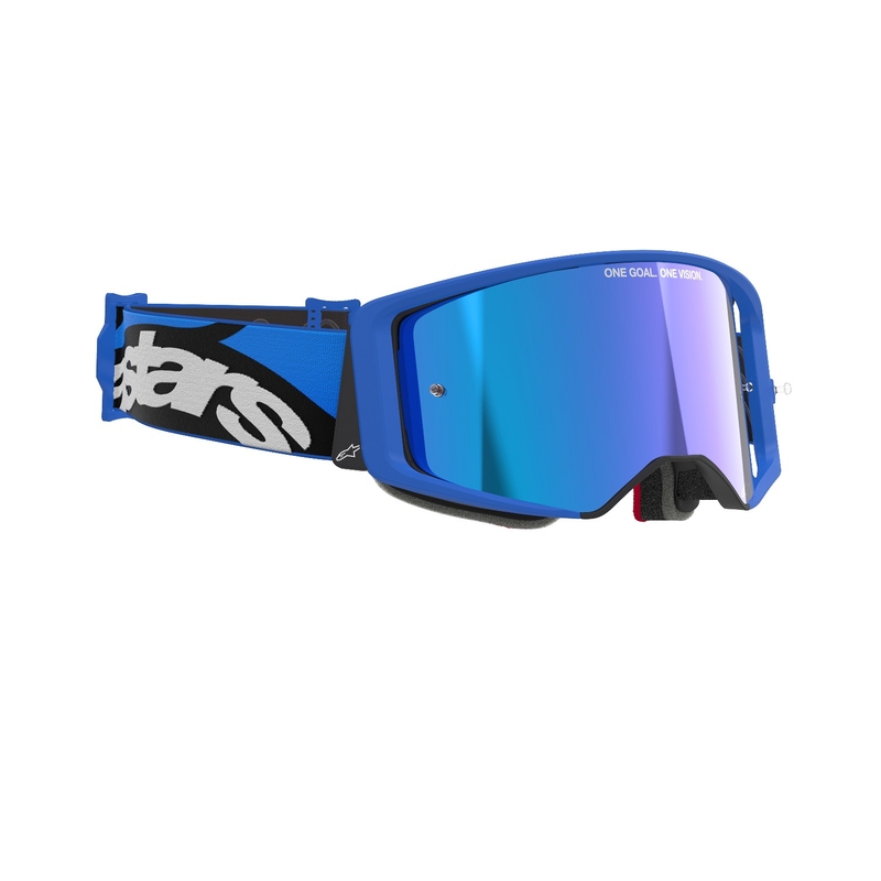 Occhiali da motocross Alpinestars Supertech Stream blu con lente blu specchiata