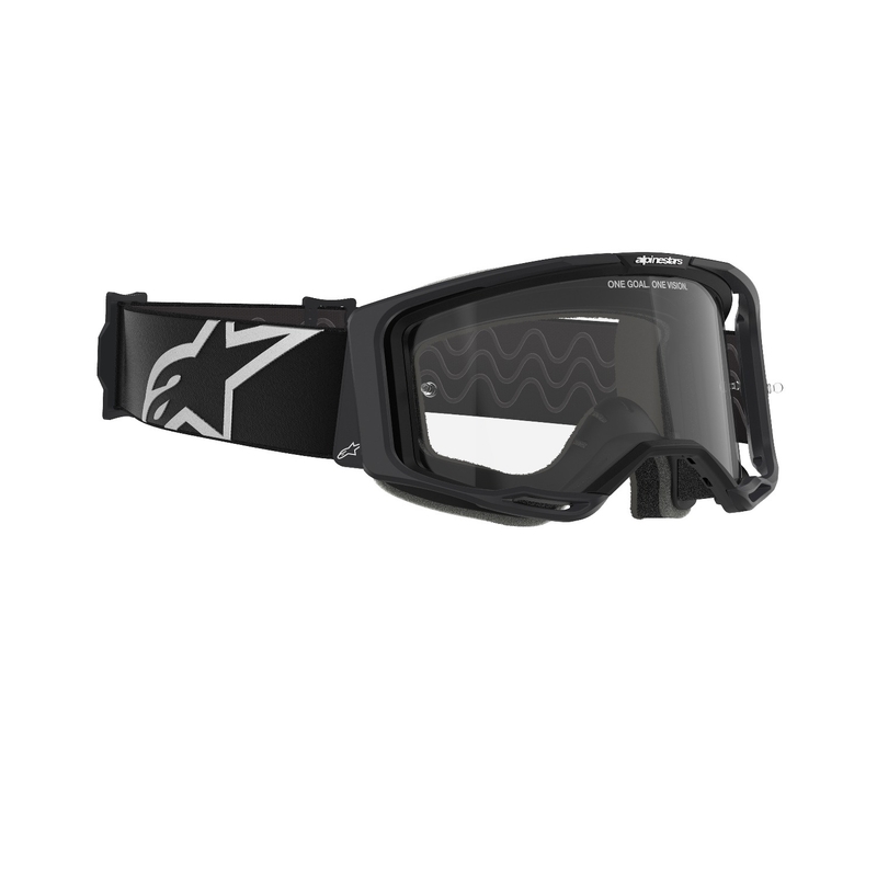 Occhiali da motocross Alpinestars Vision 8 Corp neri con lenti trasparenti