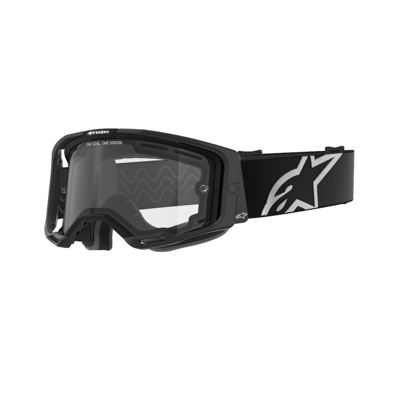 Occhiali da motocross Alpinestars Vision 8 Corp neri con doppia lente trasparente antifog