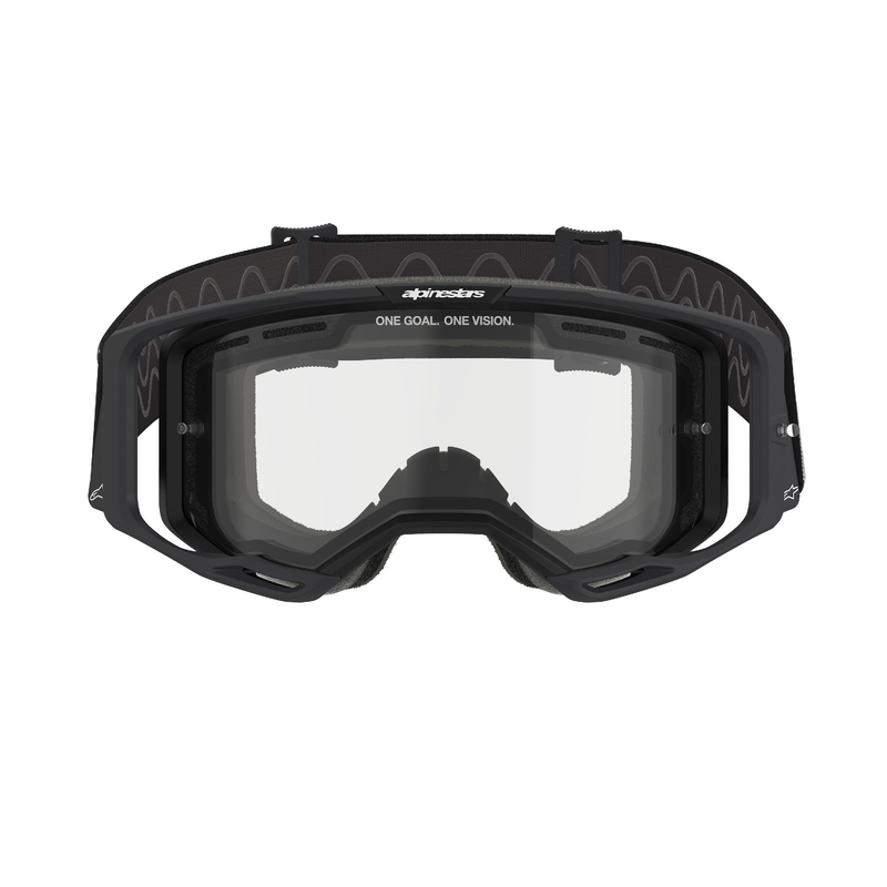 Occhiali da motocross Alpinestars Vision 8 Corp neri con doppia lente trasparente antifog
