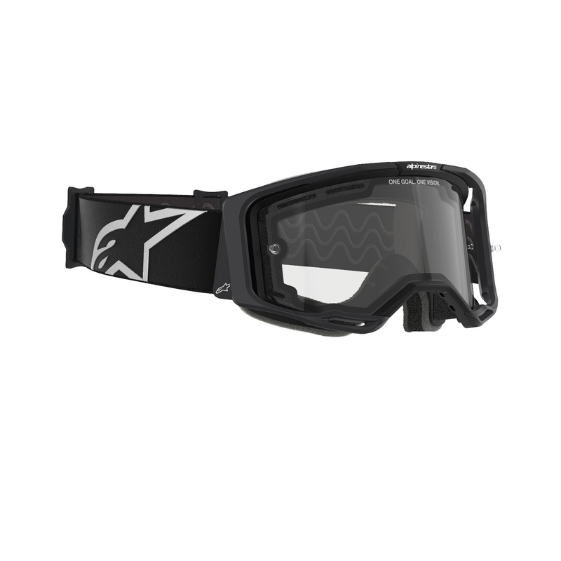 Occhiali da motocross Alpinestars Vision 8 Corp neri con doppia lente trasparente antifog