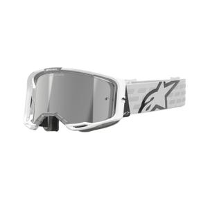 Occhiali da motocross Alpinestars Vision 8 Corp bianchi con lenti argentate a specchio