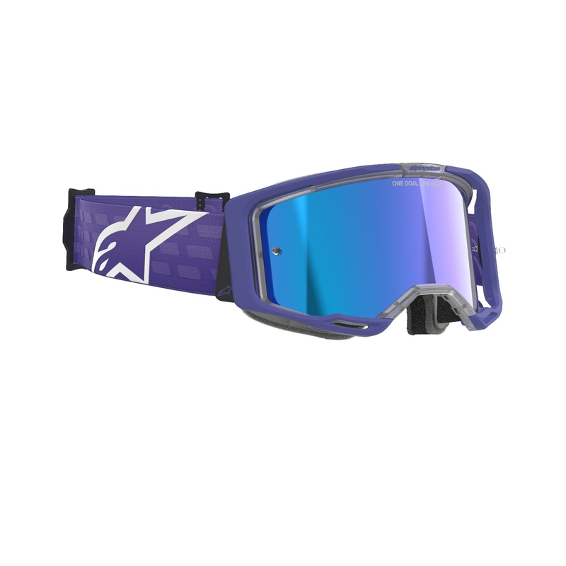 Occhiali da motocross Alpinestars Vision 8 Corp viola con lenti blu specchiate