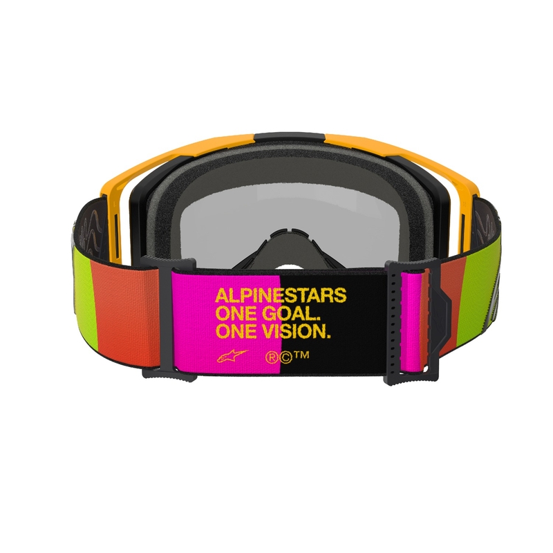 Occhiali da motocross Alpinestars Vision 8 Corp giallo-rosa con lenti rosse specchiate