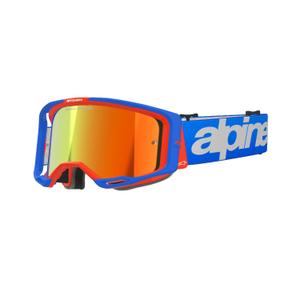 Alpinestars Vision 8 Wordmark Occhiali da motocross blu-arancio con lenti rosse specchiate