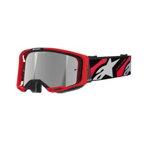Occhiali da motocross Alpinestars Vision 8 Luar rossi e neri con lenti argentate a specchio