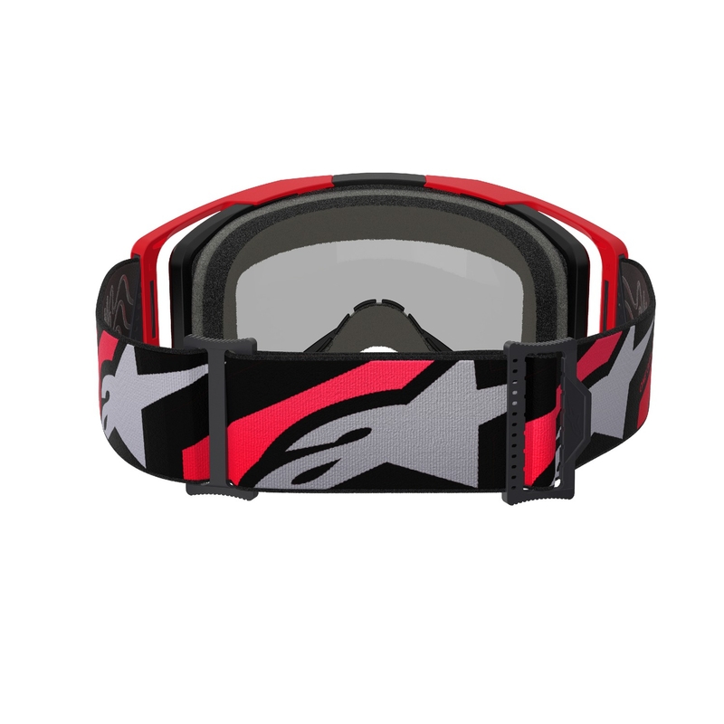 Occhiali da motocross Alpinestars Vision 8 Luar rossi e neri con lenti argentate a specchio