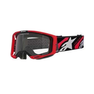 Occhiali da motocross Alpinestars Vision 8 Luar rossi e neri con lenti trasparenti