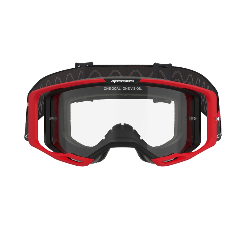 Occhiali da motocross Alpinestars Vision 8 Luar rossi e neri con lenti trasparenti