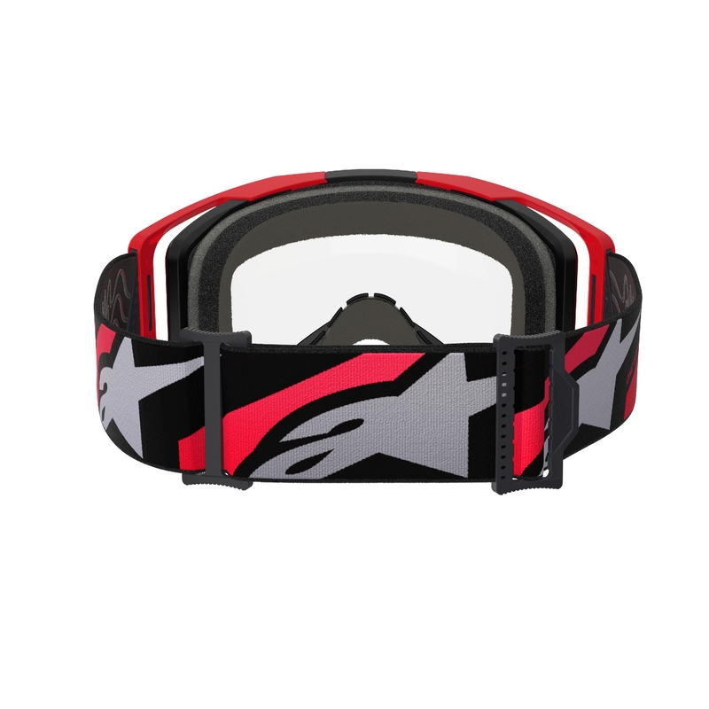 Occhiali da motocross Alpinestars Vision 8 Luar rossi e neri con lenti trasparenti