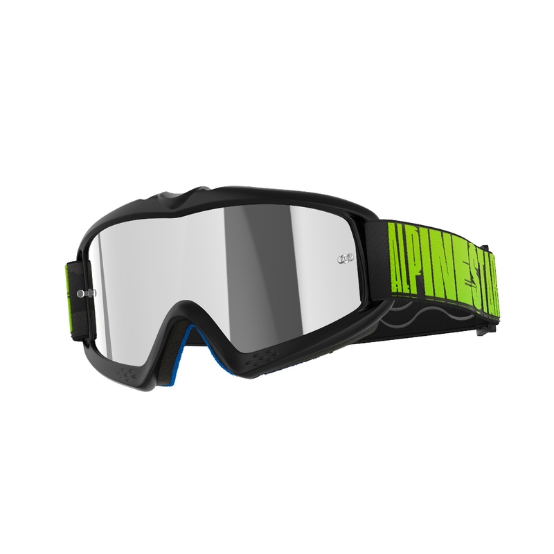 Alpinestars Vision Youth Hollow occhiali da motocross nero-antracite-giallo fluo con lenti argento specchiato