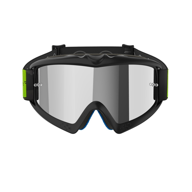 Alpinestars Vision Youth Hollow occhiali da motocross nero-antracite-giallo fluo con lenti argento specchiato