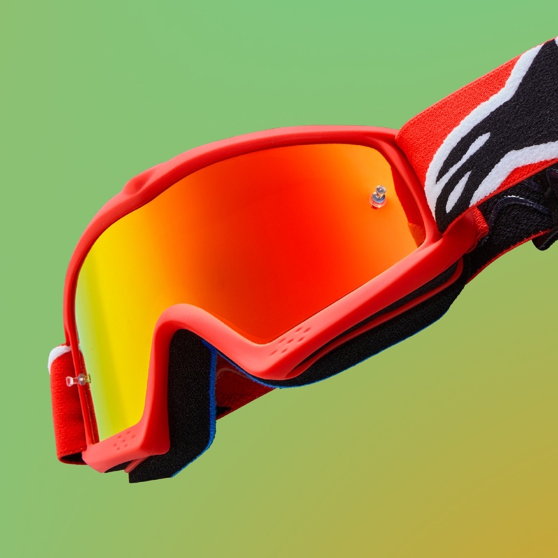 Alpinestars Vision Youth Hollow occhiali da motocross nero-antracite-giallo fluo con lenti argento specchiato
