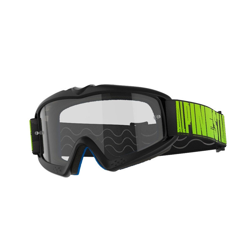 Alpinestars Vision Youth Hollow nero-antracite-giallo fluo occhiali da motocross per bambini con lenti trasparenti
