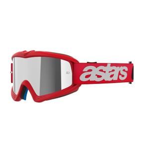 Alpinestars Vision Youth Blaze, occhiali da motocross per bambini di colore rosso con lenti argentate a specchio