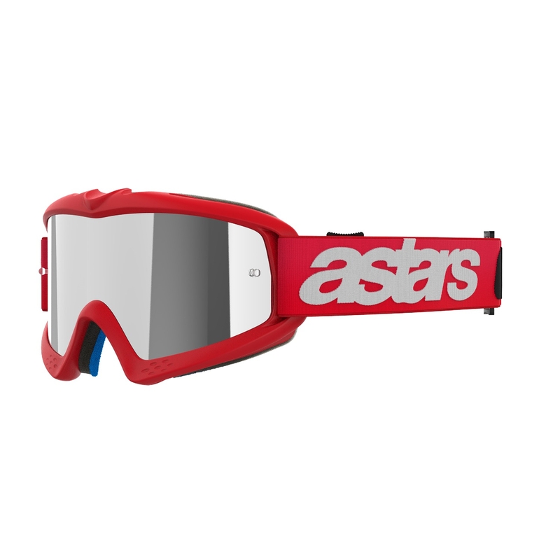 Alpinestars Vision Youth Blaze, occhiali da motocross per bambini di colore rosso con lenti argentate a specchio
