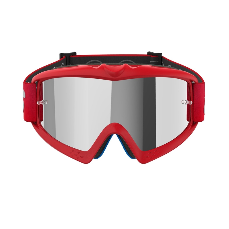 Alpinestars Vision Youth Blaze, occhiali da motocross per bambini di colore rosso con lenti argentate a specchio