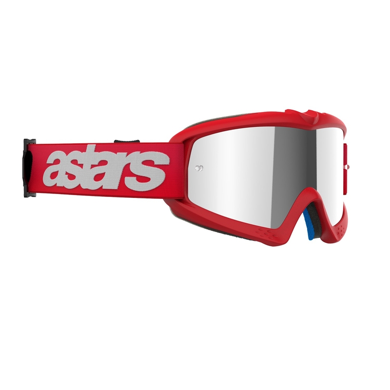 Alpinestars Vision Youth Blaze, occhiali da motocross per bambini di colore rosso con lenti argentate a specchio