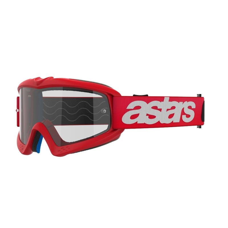 Alpinestars Vision Youth Blaze, maschera da motocross per bambini di colore rosso con lenti trasparenti