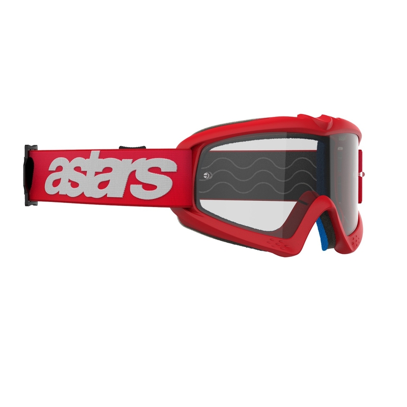 Alpinestars Vision Youth Blaze, maschera da motocross per bambini di colore rosso con lenti trasparenti