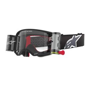 Alpinestars Supertech Corp ROLL-OFF Occhiali da motocross Wide Vision neri e grigi con lenti trasparenti