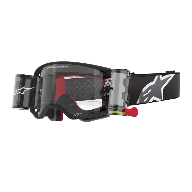 Alpinestars Supertech Corp ROLL-OFF Occhiali da motocross Wide Vision neri e grigi con lenti trasparenti