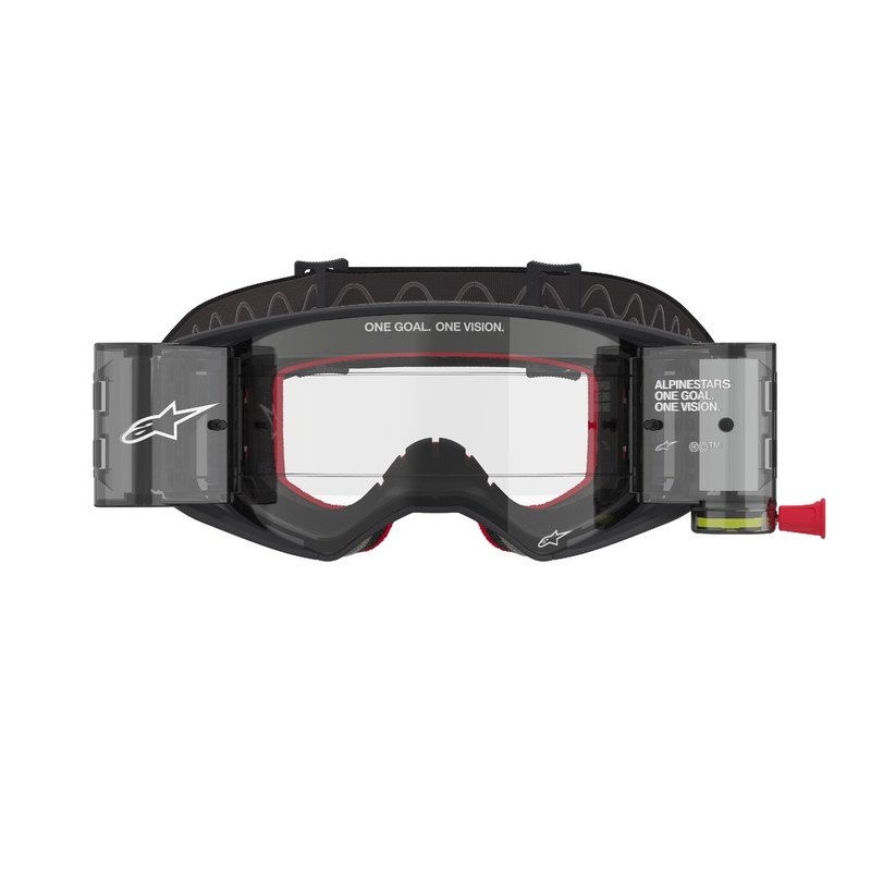 Alpinestars Supertech Corp ROLL-OFF Occhiali da motocross Wide Vision neri e grigi con lenti trasparenti