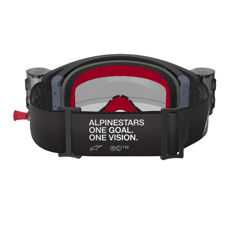 Alpinestars Supertech Corp ROLL-OFF Occhiali da motocross Wide Vision neri e grigi con lenti trasparenti