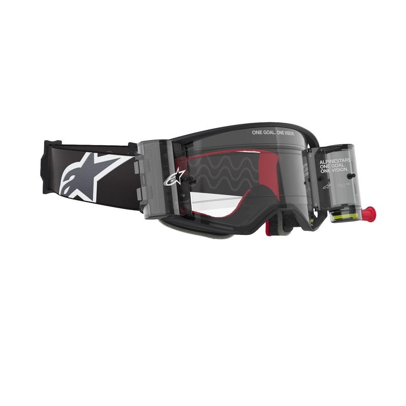 Alpinestars Supertech Corp ROLL-OFF Occhiali da motocross Wide Vision neri e grigi con lenti trasparenti