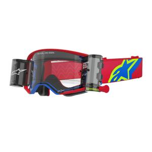 Alpinestars Supertech Corp ROLL-OFF Occhiali da motocross Wide Vision rosso e blu con lenti trasparenti