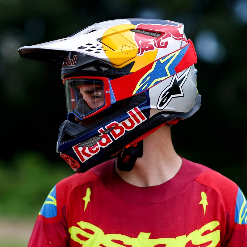 Occhiali da motocross Alpinestars Supertech Stream ROLL-OFF Wide Vision blu con lenti trasparenti