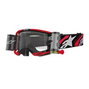 Alpinestars Vision 8 Luar ROLL-OFF Occhiali da motocross Wide Vision rossi e neri con lenti trasparenti