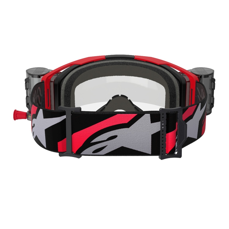 Alpinestars Vision 8 Luar ROLL-OFF Occhiali da motocross Wide Vision rossi e neri con lenti trasparenti