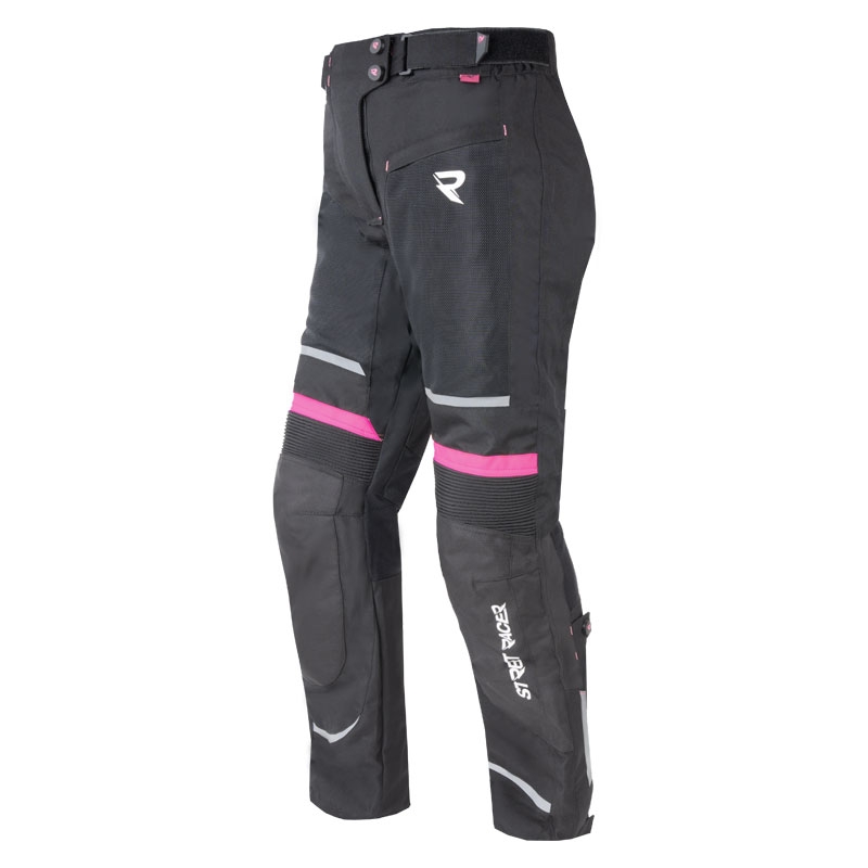 Pantaloni moto da donna Street Racer Betty II Air nero-rosa