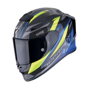 Casco moto integrale Scorpion EXO-R1 EVO CARBON AIR RUNNER nero-blu-giallo fluo